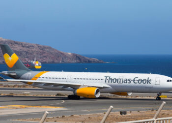 A Thomas Cook Scandinavia Airbus A330 plane takes off from Las Palmas in the Canary Islands, Spain, September 25, 2019.REUTERS/Borja Suarez