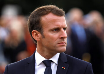 French President Emmanuel Macron attends a ceremony marking the 78th anniversary of late French General Charles de Gaulle's resistance call of June 18, 1940, at the Mont Valerien memorial in Suresnes, near Paris, France, June 18, 2018.   REUTERS/Charles Platiau/Pool