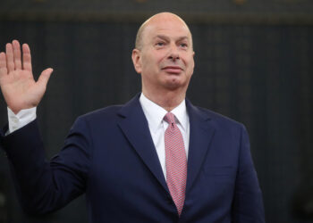 U.S. Ambassador to the European Union Gordon Sondland is sworn in to testify before the U.S. House Intelligence Committee as part of the impeachment inquiry into U.S. President Donald Trump on Capitol Hill in Washington, U.S., November 20, 2019. REUTERS/Jonathan Ernst