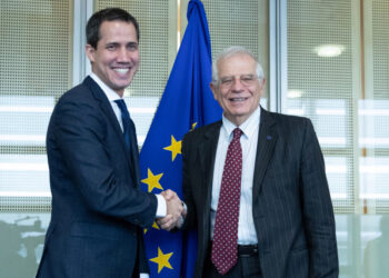 Venezuelan opposition leader Juan Guaido meets with the European Union's High Representative for foreign policy Josep Borrell in Brussels, Belgium January 22, 2020.  Aris Oikonomou/Pool via REUTERS