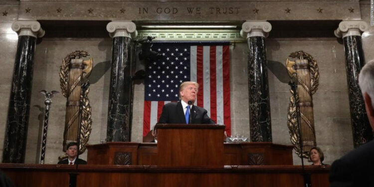 Trump en su discurso del Estado de la Unión el 30 de enero de 2018. Foto de archivo