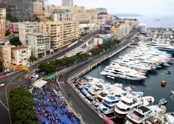 MONTE-CARLO, MONACO - MAY 23: (EDITORS NOTE: Image was created using a variable planed lens.) Alexander Albon of Thailand driving the (23) Scuderia Toro Rosso STR14 Honda on track on track during practice for the F1 Grand Prix of Monaco at Circuit de Monaco on May 23, 2019 in Monte-Carlo, Monaco. (Photo by Mark Thompson/Getty Images)