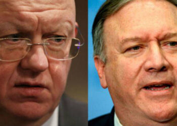 Dmitry Polyanskiy (Rusia) y Mike Pompeo (EEUU). Foto de archivo,