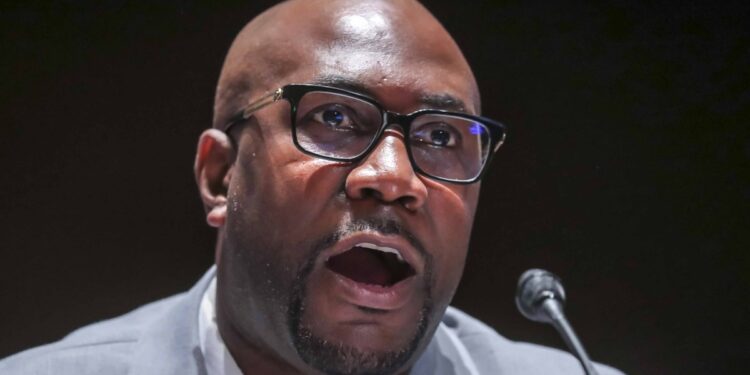 Philonise Floyd, brother of George Floyd, speaks during a House Judiciary Committee hearing in Washington, D.C., U.S., on Wednesday, June 10, 2020. The House is considering a broad slate of proposals that could make it easier to prosecute and sue officers, ban federal officers from using chokeholds, create a national registry for police violations, and require police departments that get federal funds to conduct bias training and use de-escalation tactics. Photographer: Michael Reynolds/EPA/Bloomberg via Getty Images