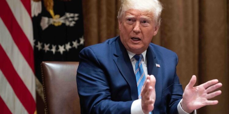 US President Donald Trump speaks during a roundtable meeting on seniors in the Cabinet Room at the White House in Washington, DC, June 15, 2020. - President Donald Trump holds a roundtable discussion with senior citizens called Fighting for Americas Seniors on Monday. (Photo by SAUL LOEB / AFP) (Photo by SAUL LOEB/AFP via Getty Images)