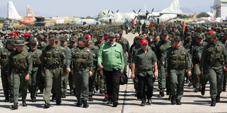 Venezuela's President Nicolas Maduro attends a military exercise in Maracay, Venezuela January 29, 2019. Picture taken January 29, 2019. Miraflores Palace/Handout via REUTERS ATTENTION EDITORS - THIS PICTURE WAS PROVIDED BY A THIRD PARTY.