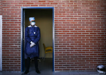 TOPSHOT - A doctor wears a face mask as a preventive measure in the face of the global COVID-19 coronavirus pandemic, at the Ana Francisca Perez de Leon hospital, in Caracas, on March 14, 2020. - Venezuela requires a 'mandatory quarantine' for all travelers from Europe who arrived in the country in March, one day after confirming their first two cases of coronavirus. (Photo by Cristian Hernandez / AFP) (Photo by CRISTIAN HERNANDEZ/AFP via Getty Images)