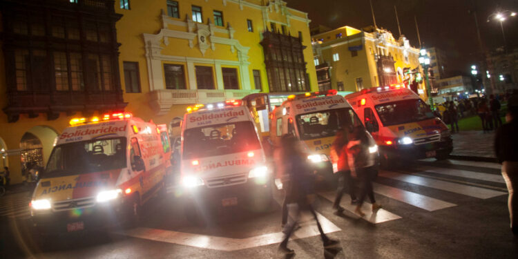 A general view of ambulances in Lima, Peru, 13 October 2016. EFE/FILE/Ernesto Arias