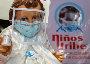 Mascarilla, Niño Jesús, México. Foto EFE José Pazos.