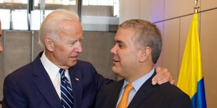 El presidente de EEUU Joe Biden Y su homólogo colombiano, Iván Duque. Foto Presidencia Colombia