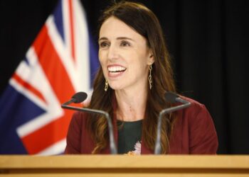 New Zealand Prime Minister Jacinda Ardern talks to reporters at Parliament on Tuesday, Jan. 28, 2020, in Wellington, New Zealand. Ardern announced the country's general election would be held on Sept. 19.