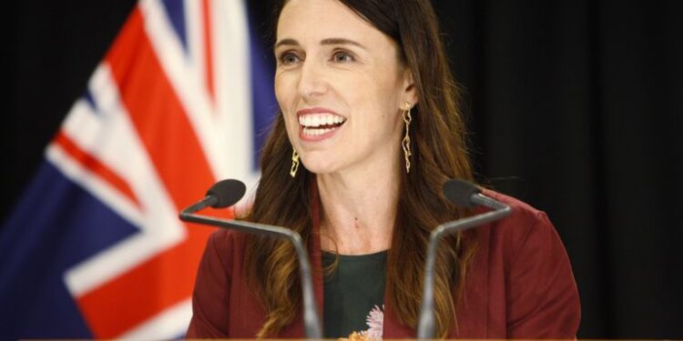 New Zealand Prime Minister Jacinda Ardern talks to reporters at Parliament on Tuesday, Jan. 28, 2020, in Wellington, New Zealand. Ardern announced the country's general election would be held on Sept. 19.