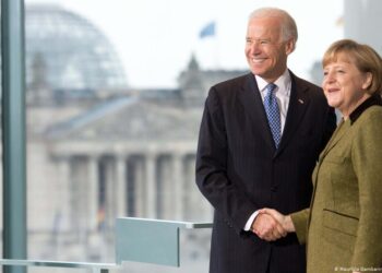 Presidente de EEUU Joe Biden y la canciller alemana Angela Merklel. Foto de archivo.