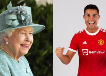 La reina isabel II y Cristiano Ronaldo. Foto de archivo.