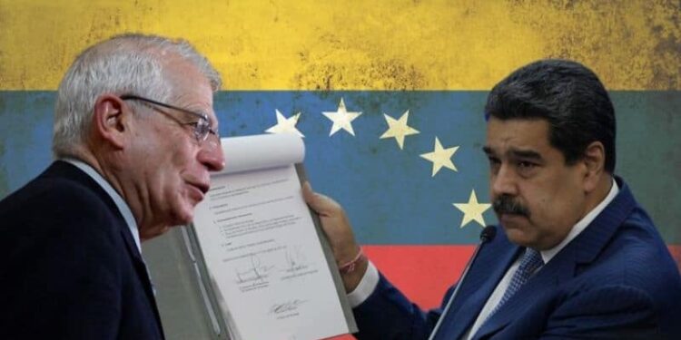 El alto representante de la Unión Europea (UE) para la Política Exterior, Josep Borrell & Nicolás Maduro. Foto collage.