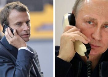 Macron & Putin. Foto collage.