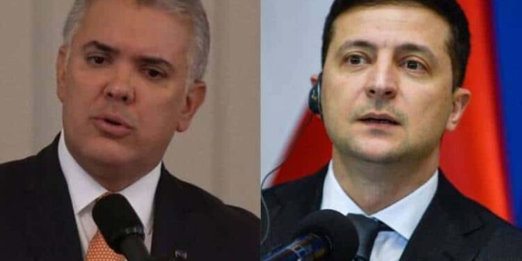 Presidente de Colombia, Iván Duque y su homólogo Volodomyr Zelensky, Presidente de Ucrania. Foto collage.