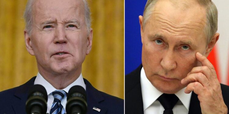 Joe Biden, Vladimir Putin. Foto collage.