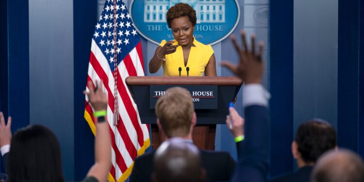 White House deputy press secretary Karine Jean-Pierre speaks during a press briefing at the White House, Wednesday, May 26, 2021, in Washington. (AP Photo/Evan Vucci)