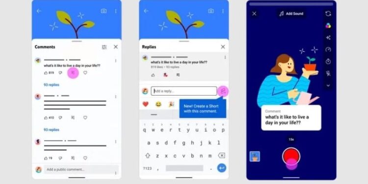 YouTube Shorts podrá ser usado para responder comentarios. Foto Google.