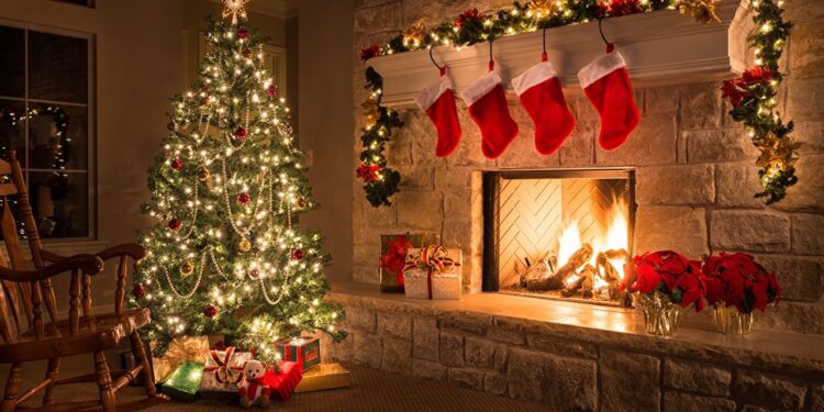 Árbol de Navidad. Foto de archivo.