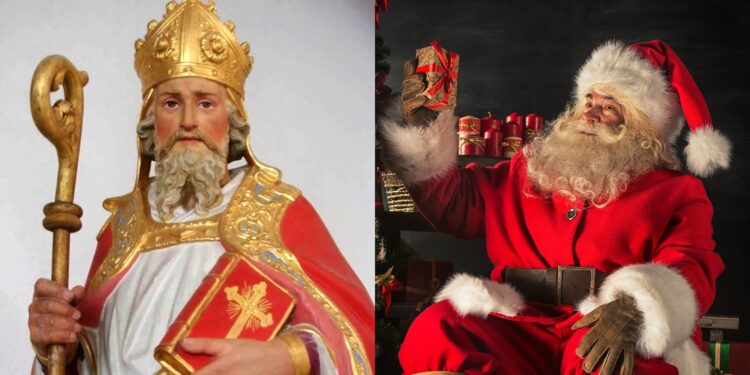 Santa Claus es una distorsión, literaria y comercial, de San Nicolás de Myra (o de Bari), un obispo griego del siglo IV, al que se le atribuyen muchos milagros.