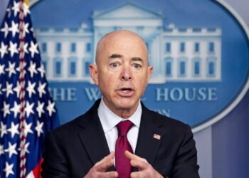 Homeland Security Secretary Alejandro Mayorkas speaks during a press briefing at the White House, Monday, March 1, 2021, in Washington. (AP Photo/Andrew Harnik)