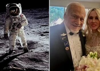 Buzz Aldrin y Anca Faur. Foto collage.