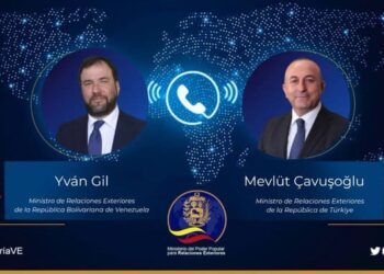 Canciller de Maduro Yván Gil, y su homólogo turco, Mevlüt Çavusoglu. Foto @yvangil