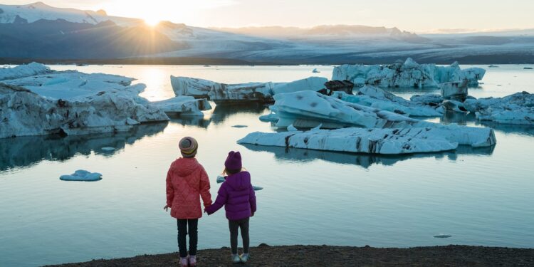 Kids at Jokulsarlon Lagoon