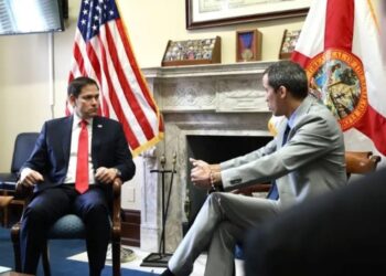 El senador federal Marco Rubio se reunió con el expresidente interino Juan Guaidó. Foto Prensa senador Marco Rubio.