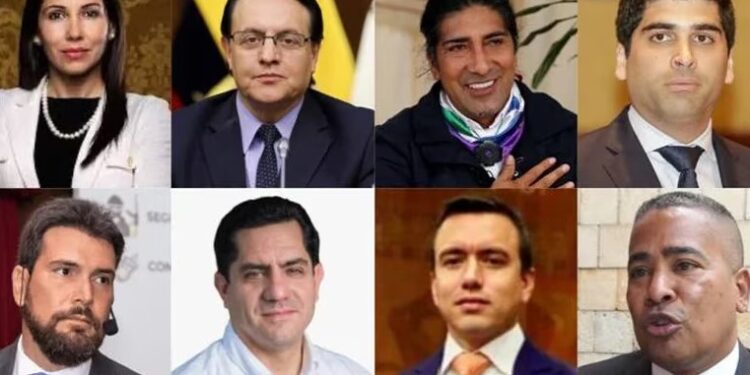 Luisa González, Fernando Villavicencio, Yaku Pérez, Otto Sonnenholzner, Jan Topic, Xavier Hervas, Daniel Noboa y Bolívar Armijos buscan llegar a la Presidencia de Ecuador.