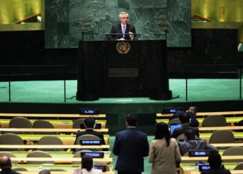 NEW YORK, NEW YORK - SEPTEMBER 19: President of Argentina Alberto Fernández speaks during the United Nations General Assembly (UNGA) at the United Nations headquarters on September 19, 2023 in New York City. Heads of states and governments from at least 145 countries are gathered for the 78th UNGA session amid the ongoing war in Ukraine and natural disasters such as earthquakes, floods and fires around the globe.   Michael M. Santiago/Getty Images/AFP (Photo by Michael M. Santiago / GETTY IMAGES NORTH AMERICA / Getty Images via AFP)