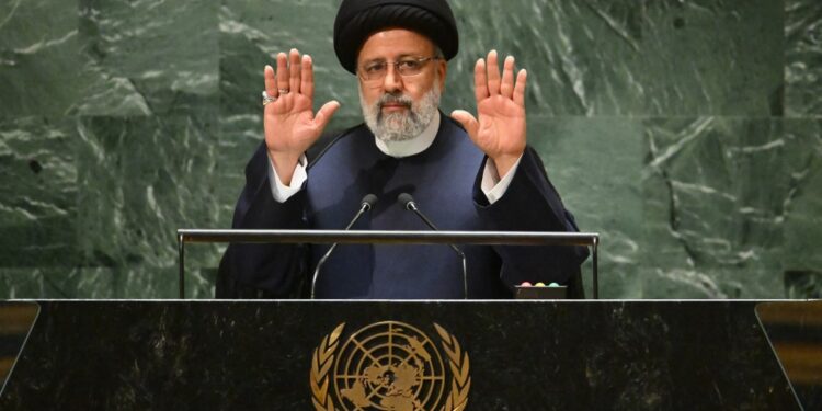 Iranian President Ebrahim Raisi addresses the 78th United Nations General Assembly at UN headquarters in New York City on September 19, 2023. (Photo by ANGELA WEISS / AFP)