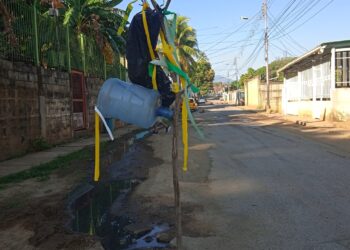 La comunidad coloco algunos señalización para evitar accidentes Foto Xiomara López.