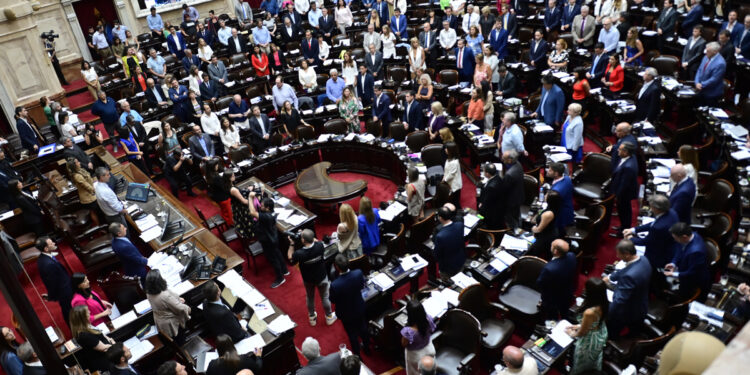 AME6422. BUENOS AIRES (ARGENTINA), 06/02/2024.- Fotografía de la Cámara de Diputados durante un minuto de silencio por el fallecimiento del ex presidente de Chile Sebastián Piñera, durante el inicio de la discusión de los artículos de la "ley ómnibus" hoy, en Buenos Aires (Argentina). La Oficina del Presidente de Argentina, Javier Milei, lamentó este martes en un comunicado el fallecimiento del expresidente de Chile Sebastián Piñera (2010-2014 y 2018-2022). EFE/ Matias Martin Campaya