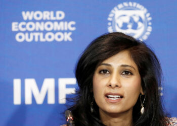 FILE PHOTO: Gita Gopinath, Economic Counsellor and Director of the Research Department at the International Monetary Fund (IMF), speaks during a news conference in Santiago, Chile,  July 23, 2019. REUTERS/Rodrigo Garrido/File Photo