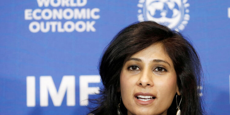 FILE PHOTO: Gita Gopinath, Economic Counsellor and Director of the Research Department at the International Monetary Fund (IMF), speaks during a news conference in Santiago, Chile,  July 23, 2019. REUTERS/Rodrigo Garrido/File Photo