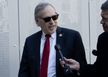 Washington (United States), 21/02/2024.- Republican Representative of Arizona Andy Biggs (L) arrives to attend a closed door interview with James Biden (not pictured), brother of US President Joe Biden; as part of the Republican-led House of Representatives impeachment inquiry at the O'Neill House Office Building in Washington, DC, USA, 21 February 2024. James Biden is the first member of the president's family to testify in the probe, withÊJoe Biden's son Hunter Biden due to speak to investigators next week. EFE/EPA/MICHAEL REYNOLDS