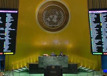 La votación final de la Asamblea General de las Naciones Unidas que aprobó la incorporación de Palestina como miembro pleno