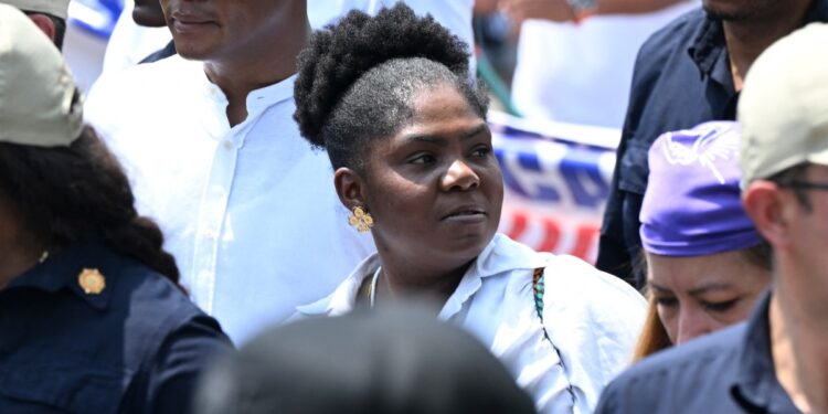 Colombian Vice President Francia Marquez takes part in a May Day (Labor Day) rally in Cali, Colombia, on May 1, 2024. (Photo by JOAQUIN SARMIENTO / AFP)