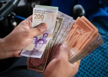 Fotografía del 26 de agosto del 2024 donde se observa el nuevo billete de doscientos bolívares y su comparación en dolares estadounidenses, en Caracas (Venezuela). EFE/ Ronald Peña