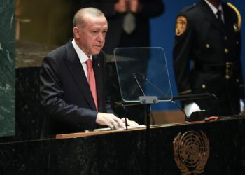 New York (United States), 24/09/2024.- Turkish President Recep Tayyip Erdogan speaks during the General Debate of the 79th session of the United Nations General Assembly at United Nations Headquarters in New York, New York, USA, 24 September 2024. The annual high-level General Debate gathers world leaders from 24 to 28 September, and 30 September under the theme, 'Leaving no one behind: acting together for the advancement of peace, sustainable development and human dignity for present and future generations'. (Nueva York) EFE/EPA/SARAH YENESEL