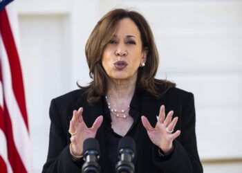 Washington (United States), 23/10/2024.- Vice President and current Democratic presidential nominee Kamala Harris speaks about recent statements from John Kelly, former President Trump's chief of staff, that Trump would rule like a 'fascist', from Harris's residence at the Naval Observatory in Washington, DC, USA, 23 October 2024. Polls show a tightening presidential race between her and Republican former President Donald Trump. (Elecciones) EFE/EPA/JIM LO SCALZO / POOL