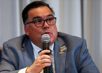 Francisco Palmieri, Charge d'Affairs at the U.S. Embassy in Bogota, speaks during a news conference of the presidential delegation of the U.S. for the inauguration of Colombian President Gustavo Petro, at the Grand Hyatt hotel in Bogota, Colombia, August 8, 2022. REUTERS/Mariana Grei