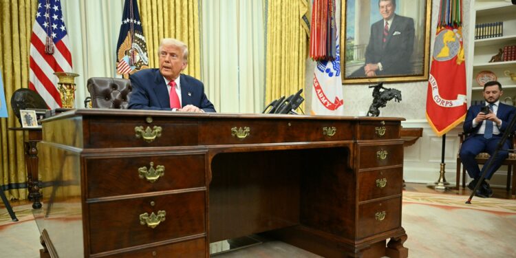 US President Donald Trump speaks after signing executive orders in the Oval Office of the White House in Washington, DC on March 6, 2025. (Photo by Mandel NGAN / AFP)